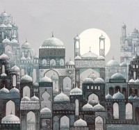 Javed Qamar, 24 x 24 inch, Acrylic On Canvas, Cityscape Painting, AC-JQ-273